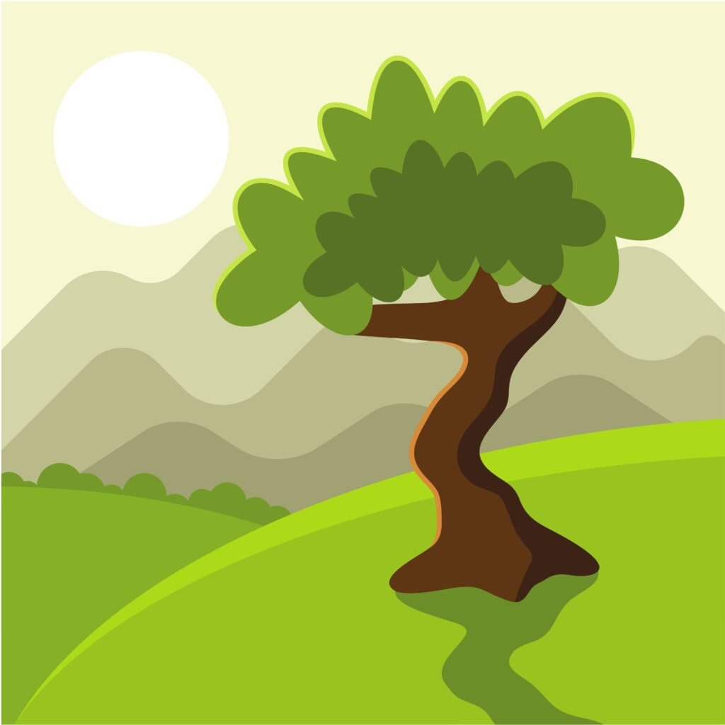 An illustration of a tree in the sun.